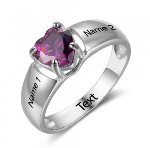 Birthstone Ring, Sterling Silver Personalized Engravable Ring JEWJORI102732